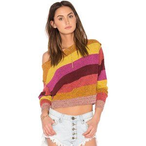 Free People Candy Land Striped Cropped Sweater